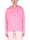 Ps By Paul Smith Ps Paul Smith Smiley Logo Drawstring Hoodie In Pink