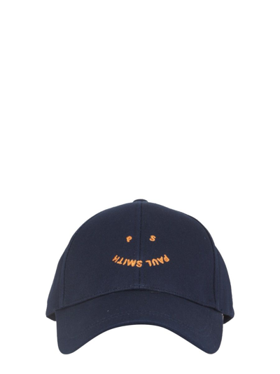 Ps By Paul Smith Ps Paul Smith Smiley Logo Embroidered Baseball Cap In Blue