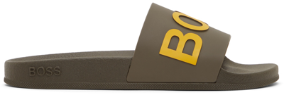 Hugo Boss Men's Bay Slide Sandals In 307 - Dark Green