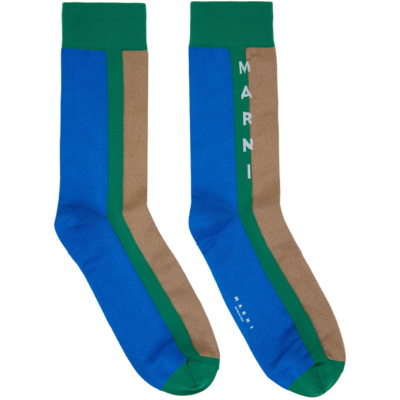 Marni Logo-print Colour-block Socks In Multicolor