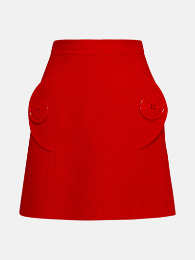 Moschino Red Linen Blend Skirt