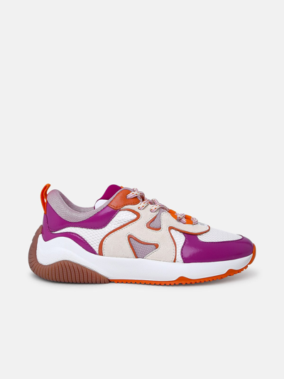 Hogan Purple And Ivory Leather Blend H597 Sneakers In Violet