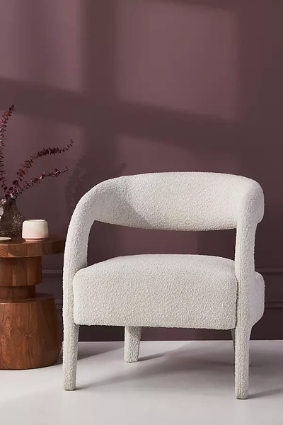 Anthropologie Boucle Hagen Accent Chair In White