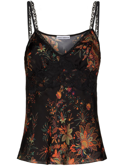 Rabanne Lace-trimmed Floral-print Satin Camisole In Multi