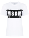 Msgm Logo Print Crewneck T-shirt In Bianco