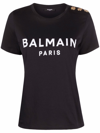 Balmain T -shirt Paris Logo Print Black In Nero