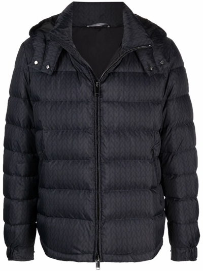 Valentino Classic Zip Padded Jacket In Blue,black