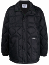 Msgm Printed Down Jacket In Nero