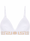 Versace Greca Border Triangle Bralette In Bianco