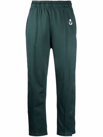Isabel Marant Étoile Dobbs Logo-embroidered Track Trousers In Verde