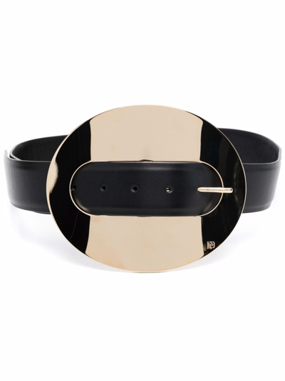 Paco Rabanne Disc Buckle Leather Belt In Nero