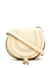 Chloé Marcie Mini Whipstitch Saddle Crossbody Bag In Giallo