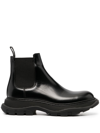 Alexander Mcqueen Leather Ankle Boots In Nero