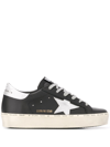 Golden Goose Hi-star Black Leather Laminated Star Sneaker In Nero