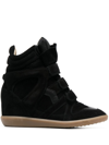 Isabel Marant Leather-trimmed Suede High-top Wedge Sneakers In Nero
