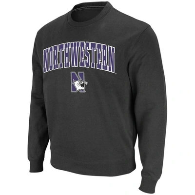 Colosseum Men's  Charcoal Northwestern Wildcats Arch & Logo Crew Neck Sweatshirt