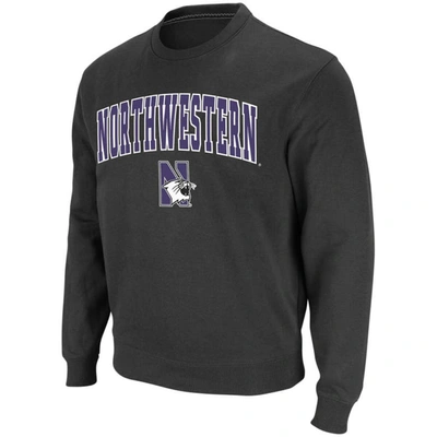 Colosseum Men's Northwestern Wildcats Arch & Logo Crew Neck Sweatshirt In Charcoal
