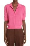 KHAITE JO SHRUNKEN STRETCH CASHMERE POLO SWEATER