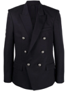 BALMAIN BLUE DOUBLE-BREASTED FITTED BLAZER