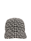 Balmain Monogram-print Baseball Cap In Black