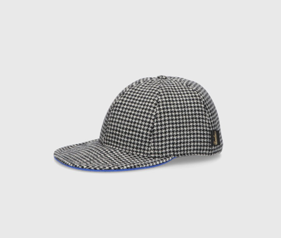 Borsalino Rock Baseball Cap In Blue Houndstooth