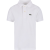 LACOSTE WHITE POLO SHIRT FOR BOY WITH GREEN CROCODILE