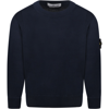 STONE ISLAND JUNIOR BLUE SWEATER FOR BOY WITH ICONIC PATCH