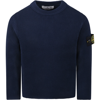 Stone Island Blue Sweatshirt For Boy With Iconic Compass In Blue