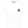 Stone Island Teen Logo-parch Cotton T-shirt In White