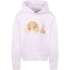 PALM ANGELS LILAC SWEATSHIRT FOR GIRL WITH BEAR