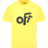 Off-white Yellow T-shirt For Boy With Black Logo In Yellow
