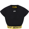 OFF-WHITE BLACK T-SHIRT FOR GIRL WITH LOGOS
