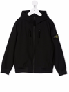Stone Island Kids Boys Black Cotton Hoodie With Logo In Black