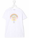 CHIARA FERRAGNI WHITE COTTON T-SHIRT WITH MASCOT PRINT