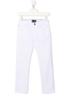 EMPORIO ARMANI WHITE DENIM JEANS WITH LOGO