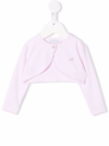 Monnalisa Pink Cropped Viscose Blend Cardigan With Logo In Pink