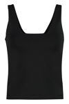 Vince Variegated Scoop-neck Tank Top In Black