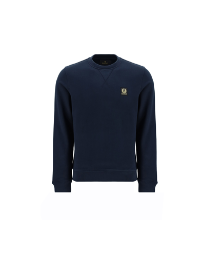 Belstaff Logo Print Jersey Sweatshirt In Navy