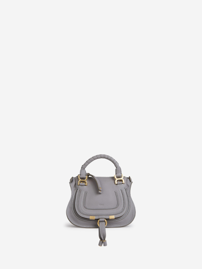 Chloé Mini Marcie Leather Crossbody Bag In Cashmere Grey