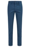 Hugo Boss Slim-fit Chinos In Stretch-cotton Gabardine- Dark Blue Men's Chinos Size 32r