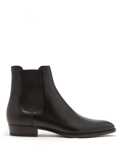 Saint Laurent Wyatt Leather Chelsea Boots In Black