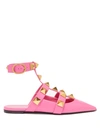Valentino Garavani Pink Calfskin Roman Stud Ballet Flats