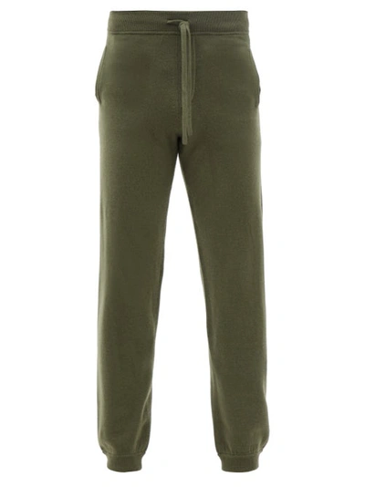 Allude Drawstring Wool-blend Track Pants In Khaki