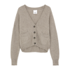 ALLUDE TAUPE RIBBED CASHMERE CARDIGAN