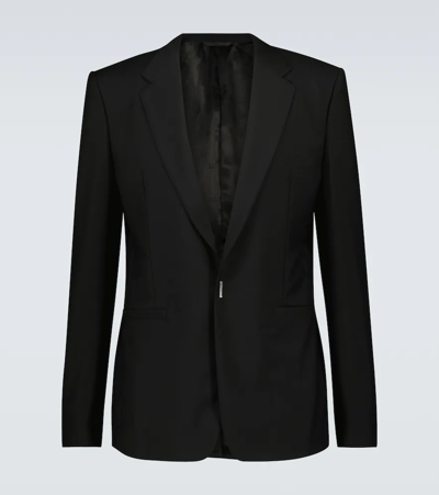 Givenchy Wool Blazer With Back Slit And Padded Shoulders In Black