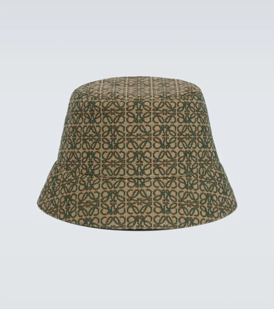 Loewe Reversible Anagram Bucket Hat In Khaki Green
