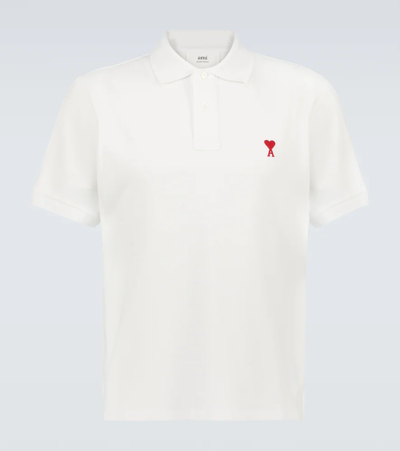 Ami Alexandre Mattiussi Organic Cotton Ami De Coeur Polo Shirt In White