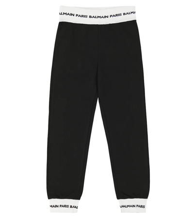 Balmain Kids' Cotton Jersey Sweatpants In Black