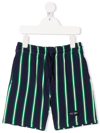 Kenzo Bermuda In Blue And Green Striped Sweatshirt In Blau