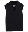 Deveaux Ribbed-knit Cotton-blend Sweater Vest In Black